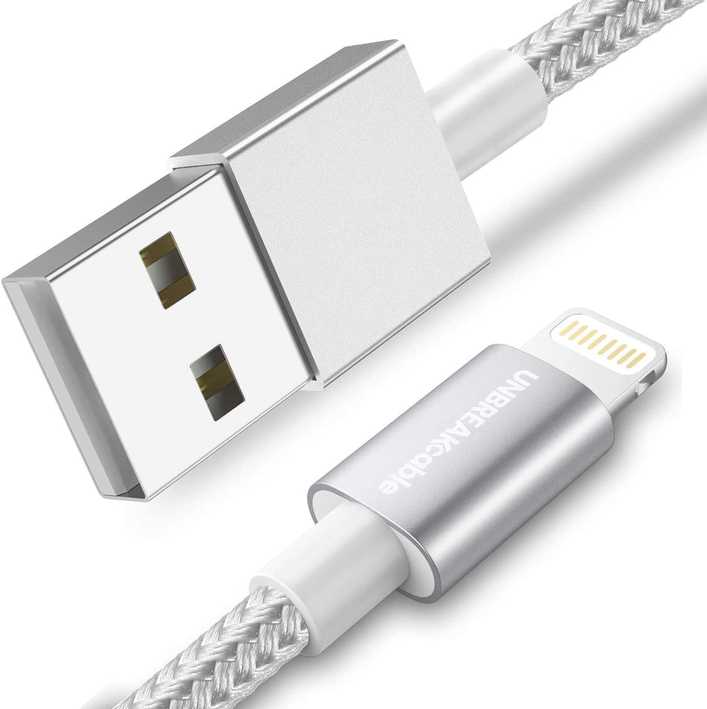 UNBREAKcable Lightning iPhone Charger Cable - [Apple MFi Certified] 3.3ft/1m Nylon Braided Apple Charger Lead USB Fast Charging Cable