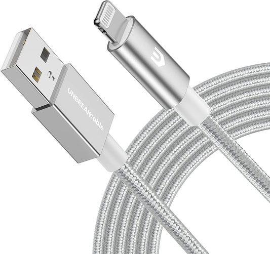 UNBREAKcable iPhone Charger Cable [3M / 9.8ft, Apple MFi Certified] Nylon Braided Apple Charger USB Fast Charging Lightning Cable for iPhone