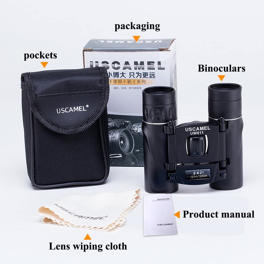 Binoculars Compact Folding Pocket Travel Mini Telescope HD Bak4 Optics USCAMEL®