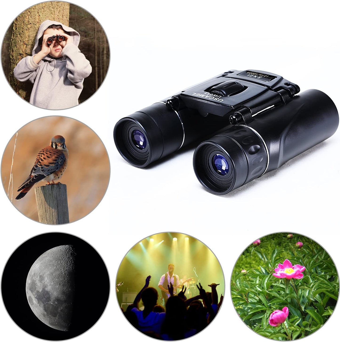 Binoculars Compact Folding Pocket Travel Mini Telescope HD Bak4 Optics USCAMEL®