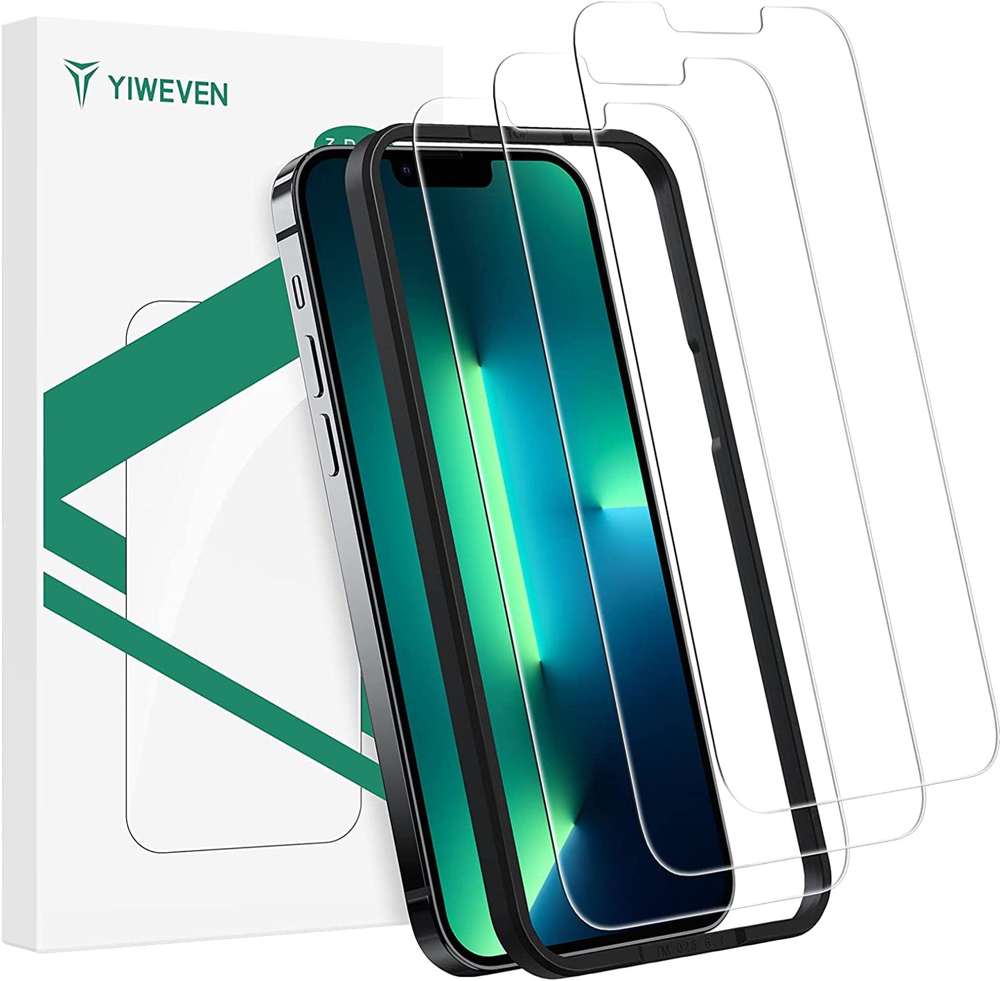 Yiweven Screen Protector for iPhone 14-13/13 Pro, 3 Pack Bubble-free SyncProof HD Tempered Glass Film 9H Hardness Anti-bubble 6.1" Protective Film