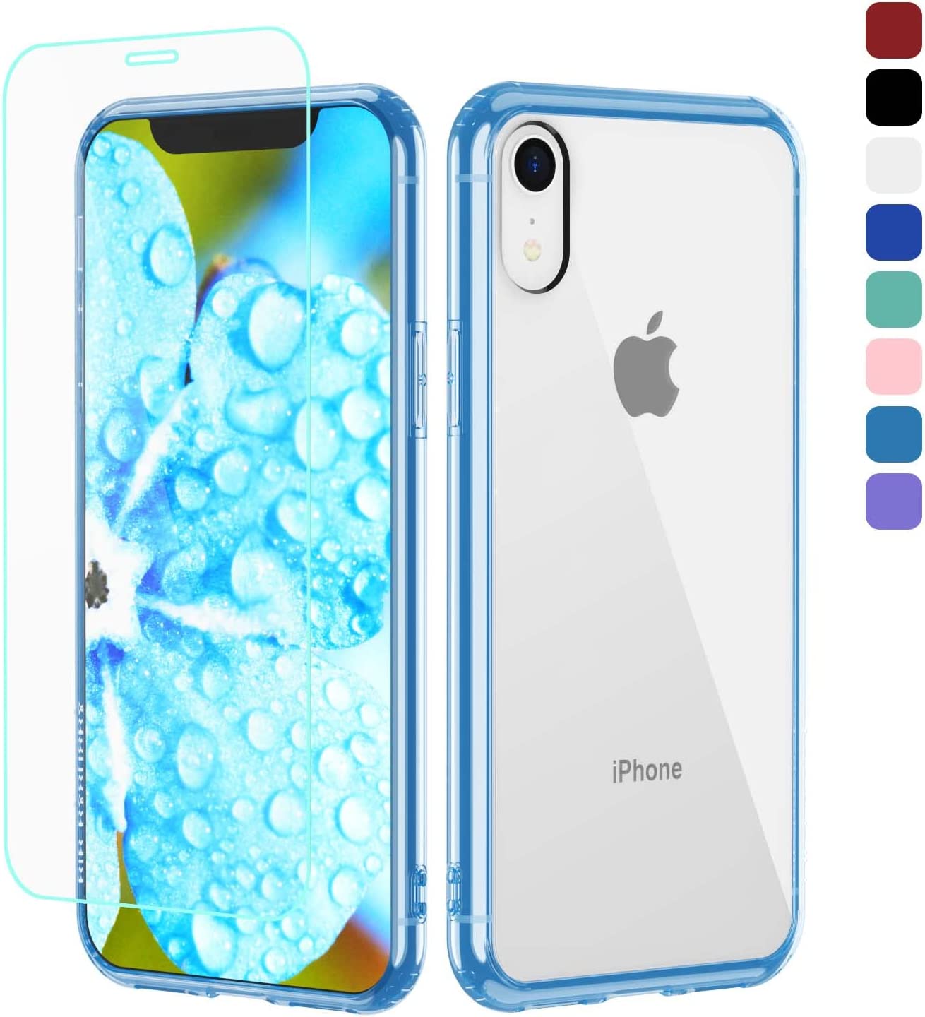 B1B ByoneBy Phone Case Screen Protector for iPhone XR 6.1 Blue Clear