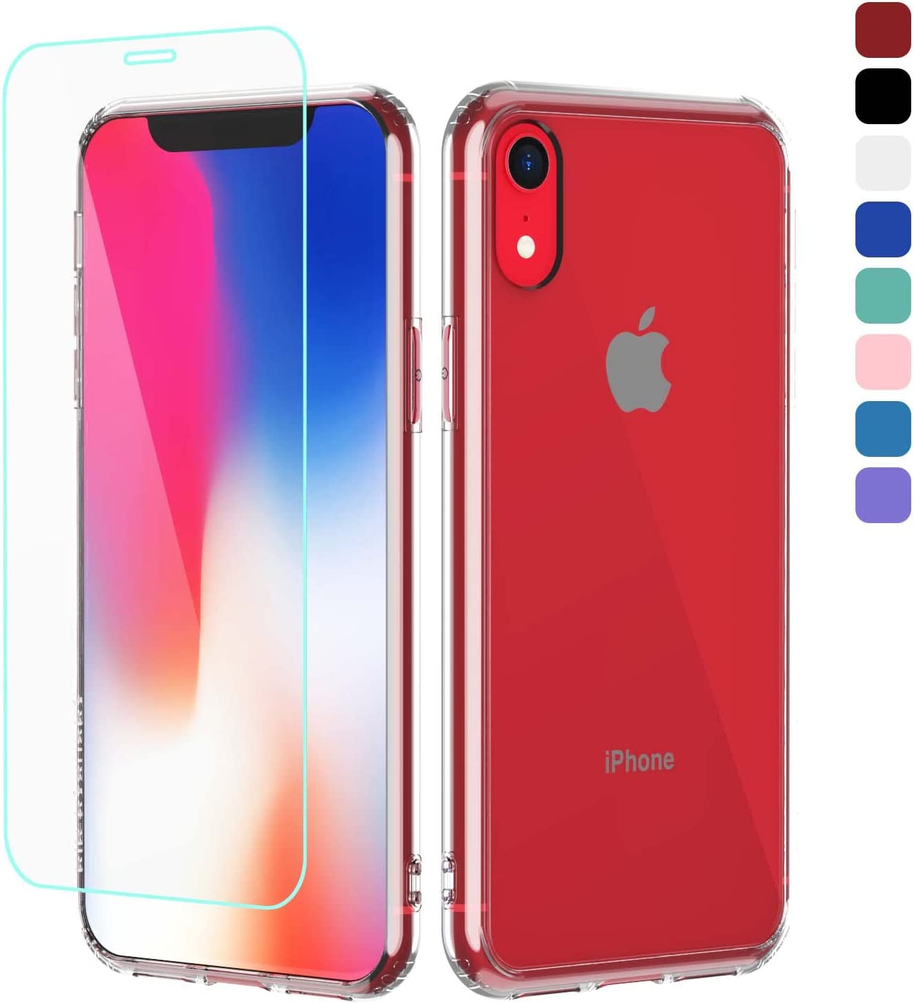 B1B ByoneBy Phone Case Screen Protector for iPhone XR 6.1 Blue Clear