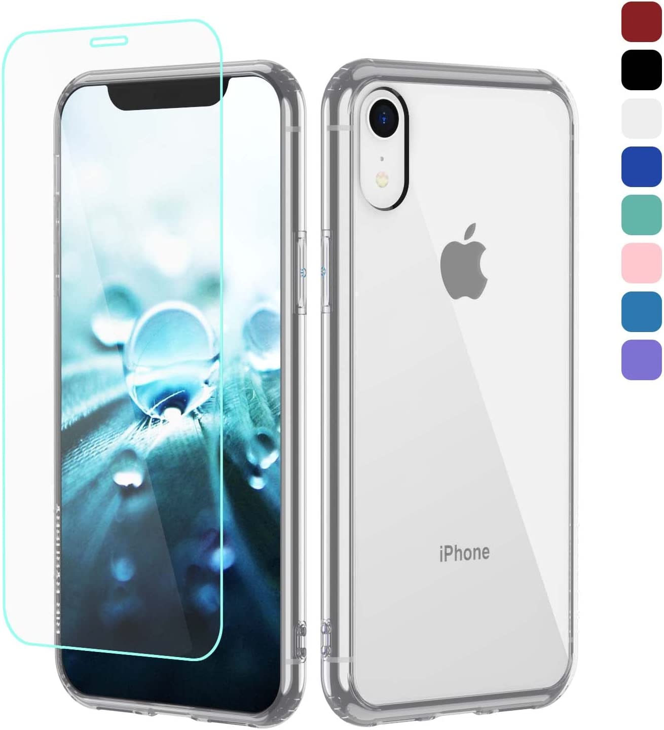 B1B ByoneBy Phone Case Screen Protector for iPhone XR 6.1 Blue Clear