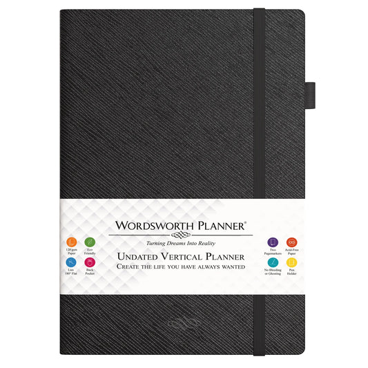 Wordsworth Undated Planner 2024-2025 - B5 Weekly, Monthly, Yearly Planning, Organiser Notebook; Increase Productivity, Gratitude Journal, Your Goals