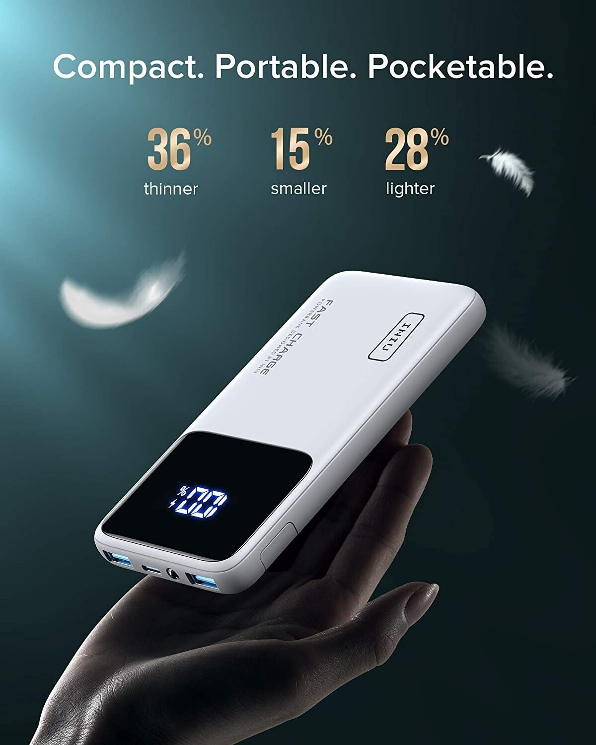 INIU Power Bank, 20W PD3.0 QC4.0 Fast Charging Portable Charger, 3A USB UK