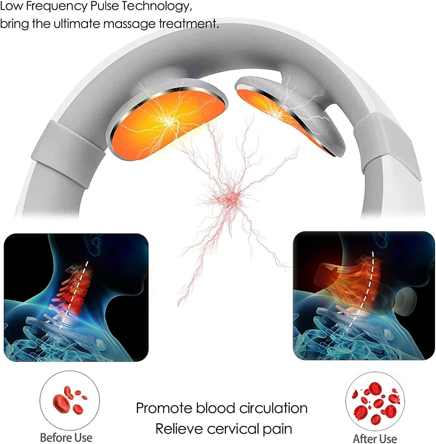 Neck Massager, Deep Tissue Cordless Massager with Heat, Electromagnetic Pulse Neck Massager, Neck and Shoulder Relief, 6 Modes 15 Levels Multifunction