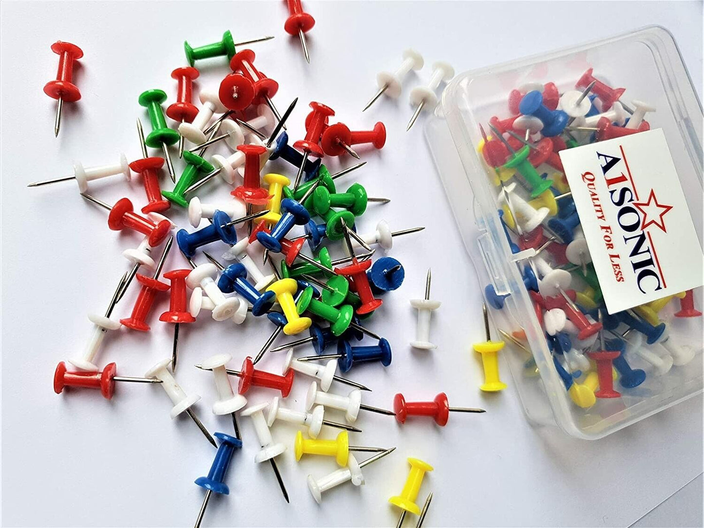 A1SONIC® Assorted Colour Hanging Box Push Pin Box (Pack of 100)