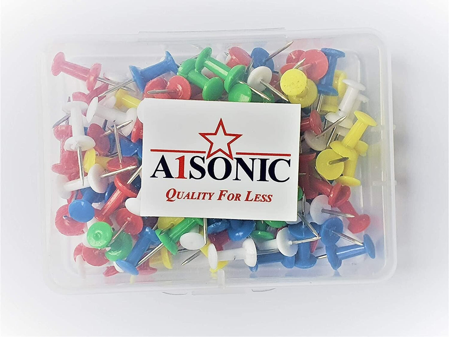 A1SONIC® Assorted Colour Hanging Box Push Pin Box (Pack of 100)