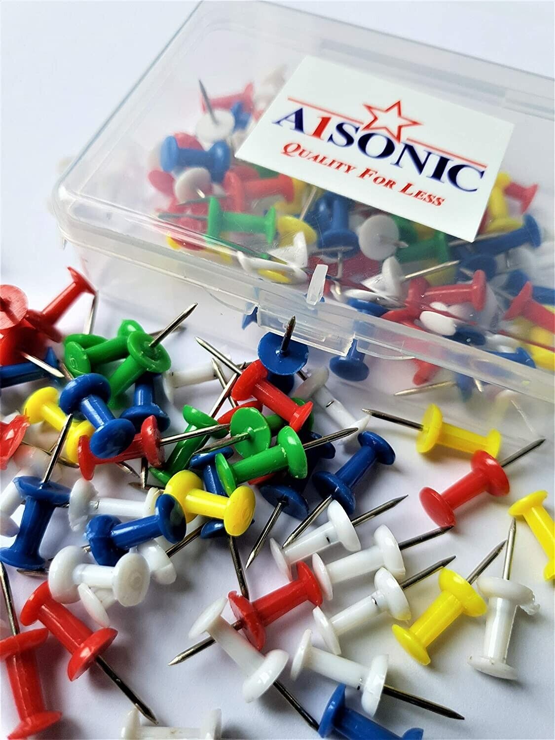 A1SONIC® Assorted Colour Hanging Box Push Pin Box (Pack of 100)