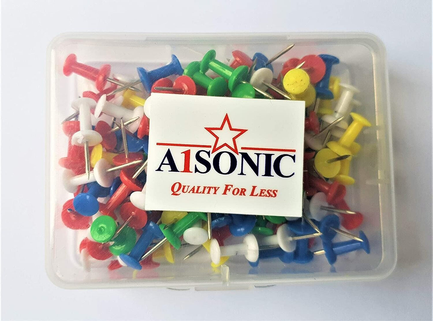 A1SONIC® Assorted Colour Hanging Box Push Pin Box (Pack of 100)