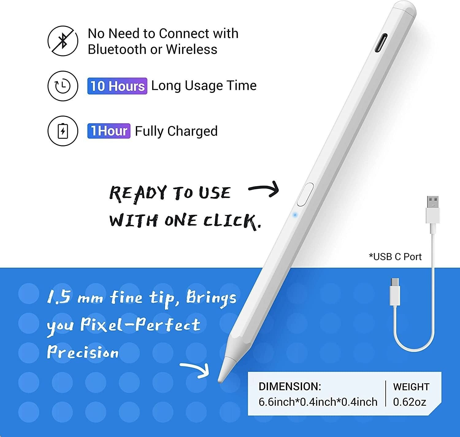 KXT Stylus Pen for Apple iPad (2018-2022), With Tilt Sensitivity & Pal –  Pear-Accessories