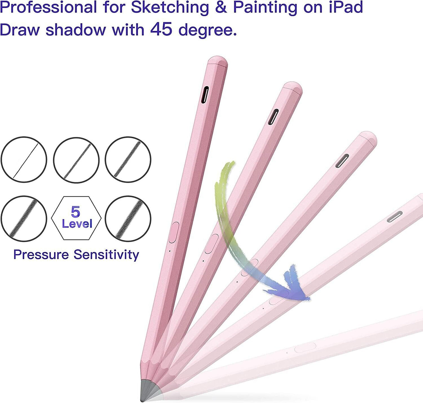 KXT Stylus Pen for Apple iPad (2018-2022), With Tilt Sensitivity & Palm Rejection & Magnetic, Compatible iPad