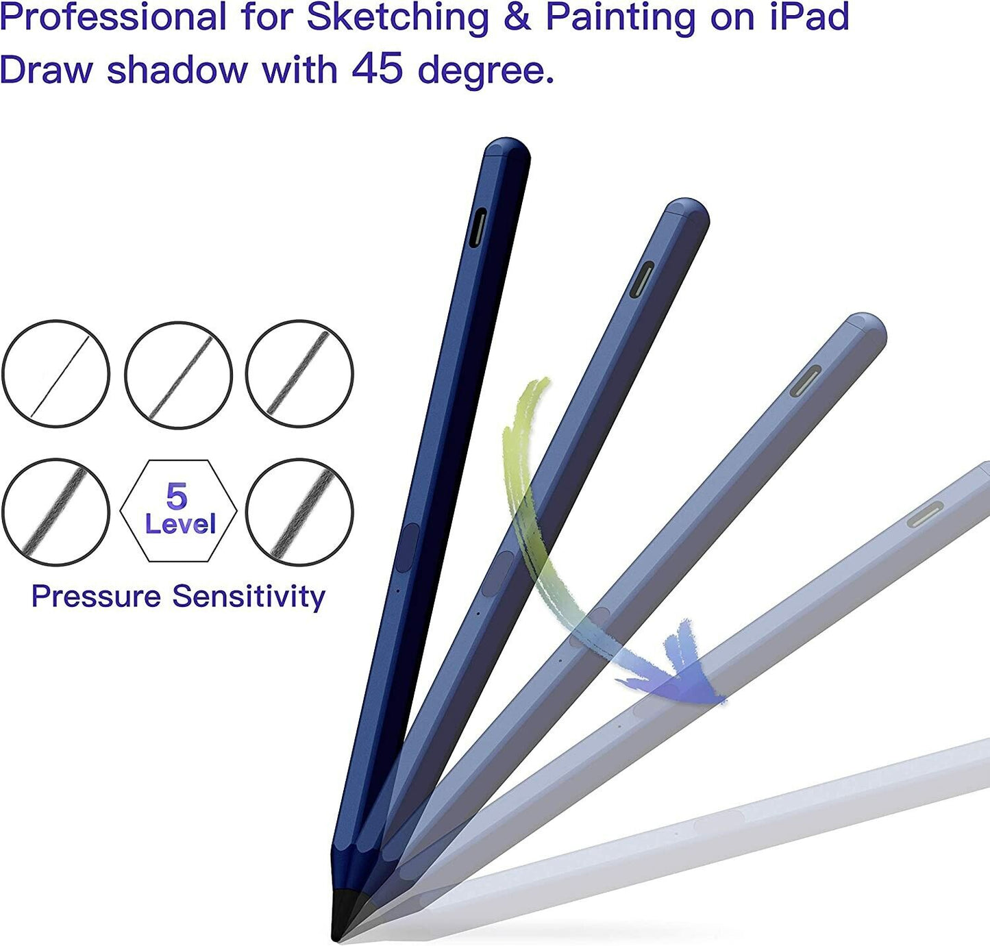 KXT Stylus Pen for Apple iPad (2018-2022), With Tilt Sensitivity & Palm Rejection & Magnetic, Compatible iPad