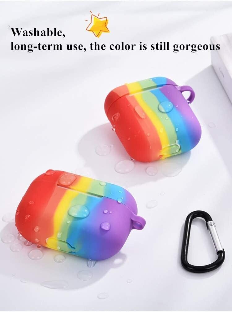 Airpods Silicone Case Cover Skin For Apple Airpods Pro And Aipods 1 - 2 - Pride Rainbow Multicoloured