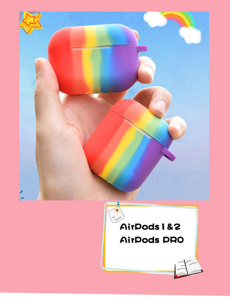 Airpods Silicone Case Cover Skin For Apple Airpods Pro And Aipods 1 - 2 - Pride Rainbow Multicoloured