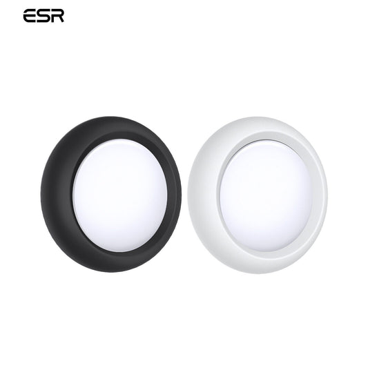 ESR Adhesive Tag Holder, Silicone Case Compatible with AirTag (2021), 2 Pack, Portable and Protective Stick-On Tag Cover, White/Black