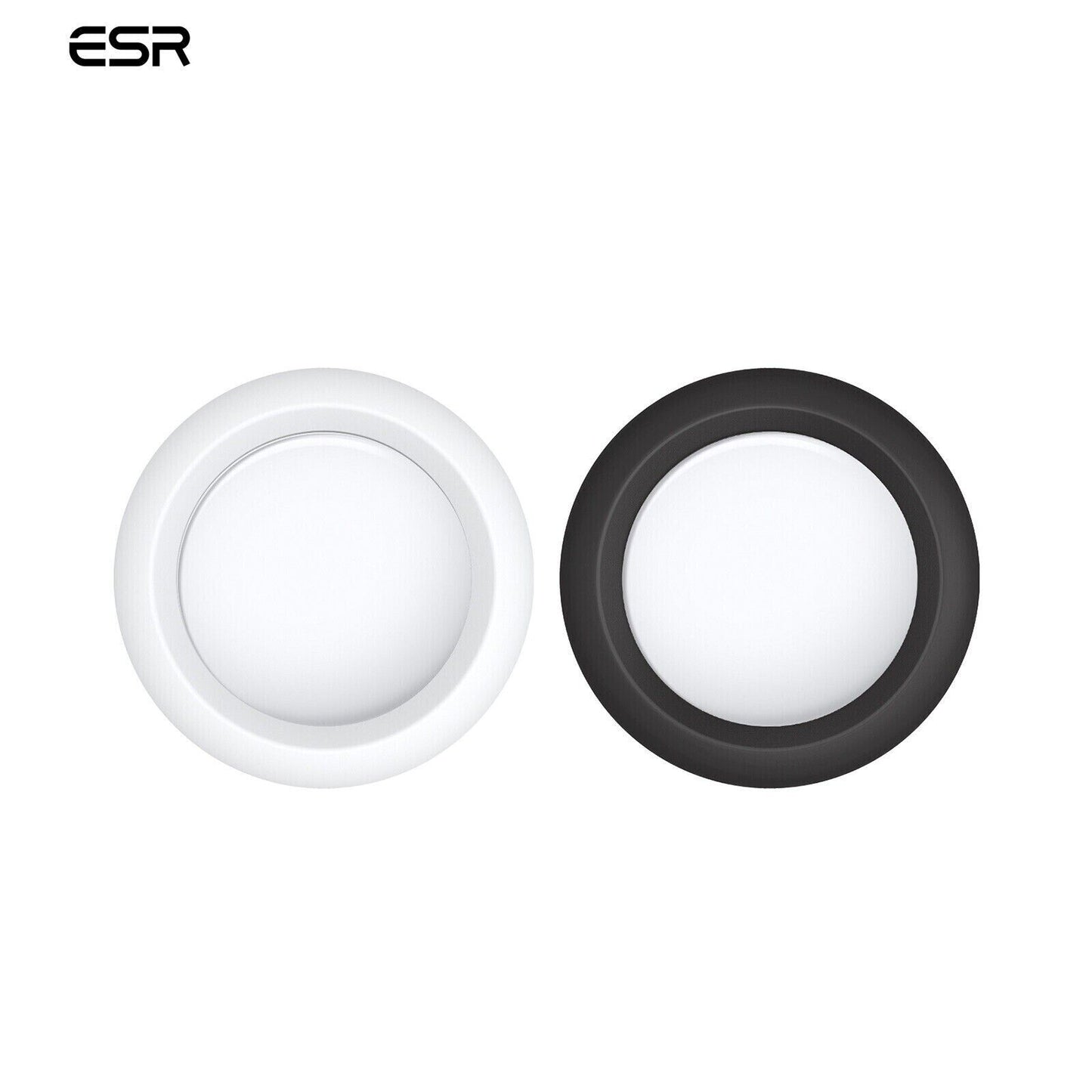 ESR Adhesive Tag Holder, Silicone Case Compatible with AirTag (2021), 2 Pack, Portable and Protective Stick-On Tag Cover, White/Black