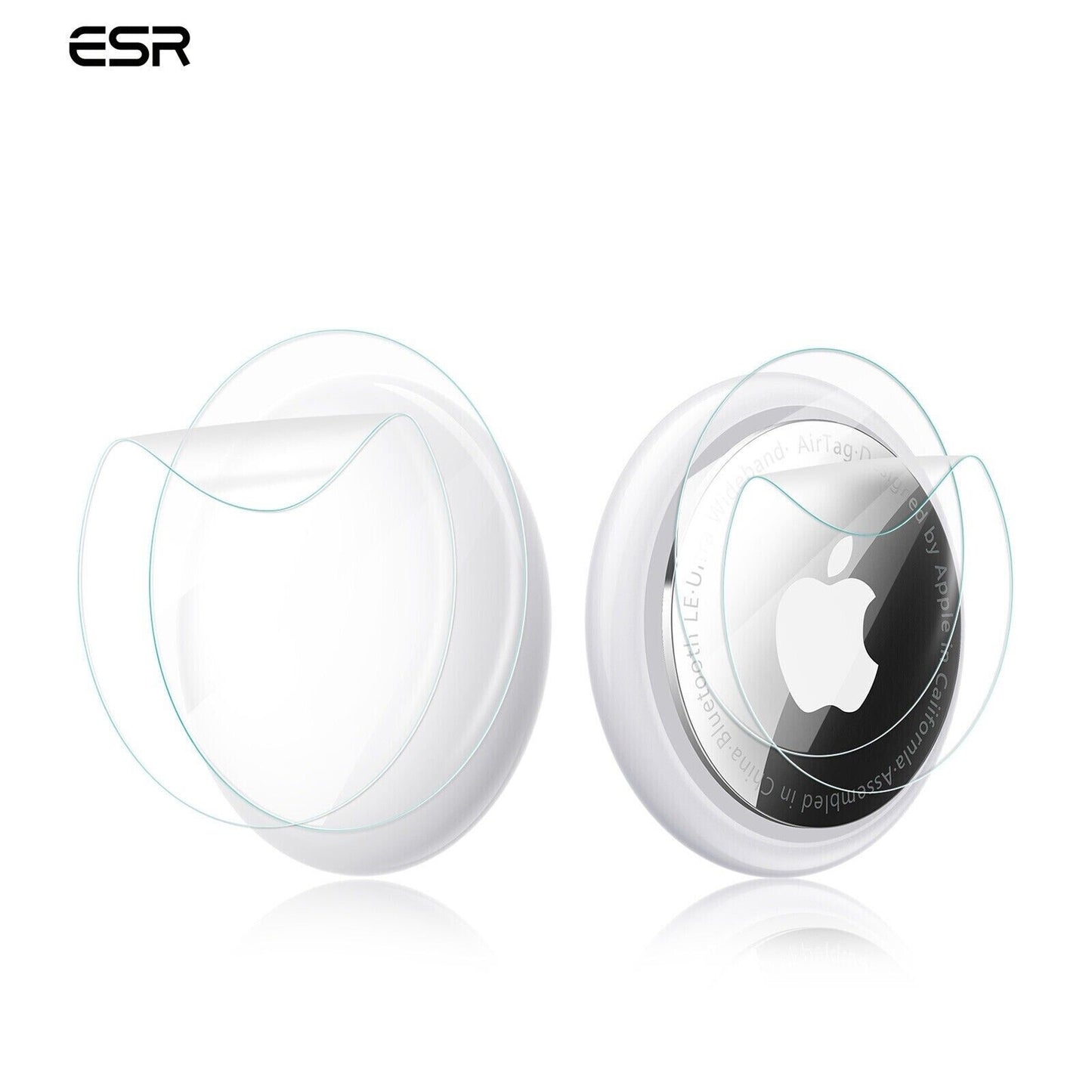 ESR Adhesive Tag Holder, Silicone Case Compatible with AirTag (2021), 2 Pack, Portable and Protective Stick-On Tag Cover, White/Black