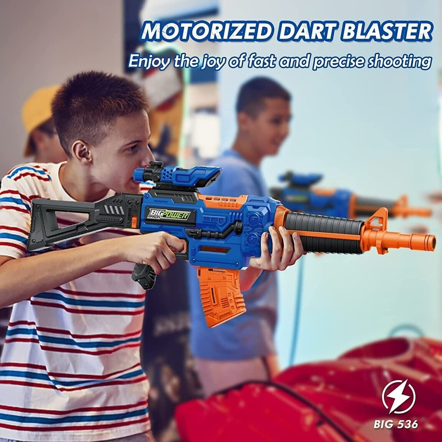 Bigpower Electric Motorized Toy Dart Blasters with 2 Magazine and 100 Foam Darts Compatible with Primary Brand Series, Toy Foam Blaster Dart Rifle for Boys, Girls and Adults