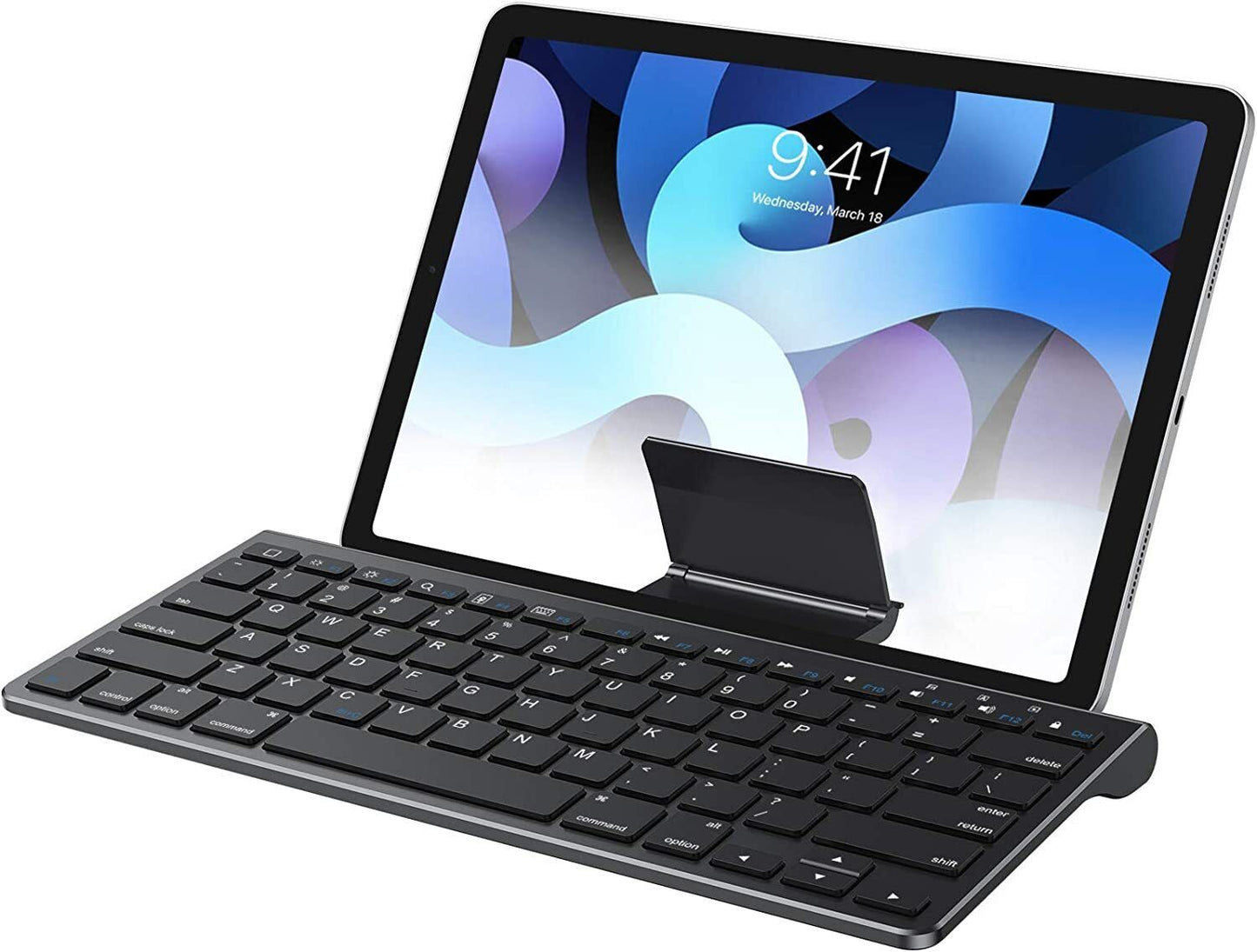 OMOTON Bluetooth Keyboard with Built-in Stand for New iPad 9 2021/iPad 8 2020-10.2, iPad Air 4-10.9, iPad Pro 11, iPad Air 3, iPad Pro 10.5, iPad Mini 6, iPhone 13, Silver - Black - Rose Gold