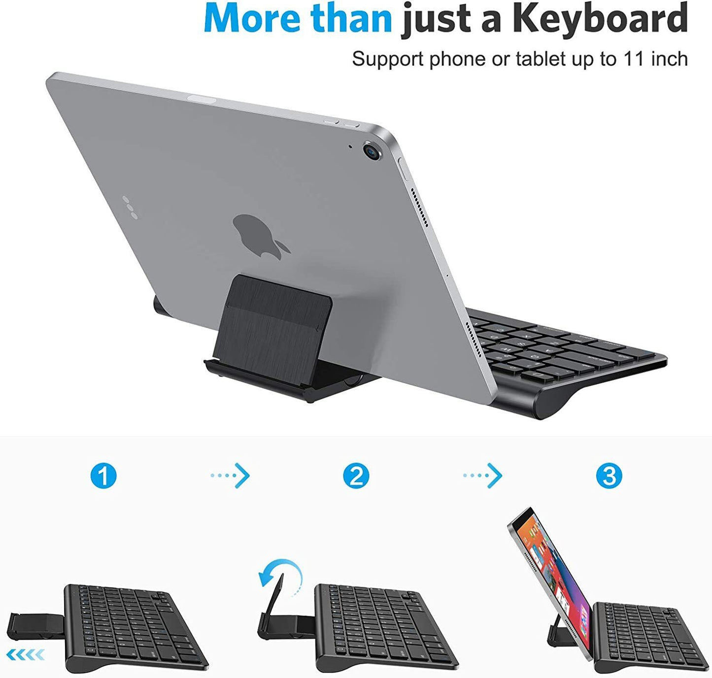 OMOTON Bluetooth Keyboard with Built-in Stand for New iPad 9 2021/iPad 8 2020-10.2, iPad Air 4-10.9, iPad Pro 11, iPad Air 3, iPad Pro 10.5, iPad Mini 6, iPhone 13, Silver - Black - Rose Gold