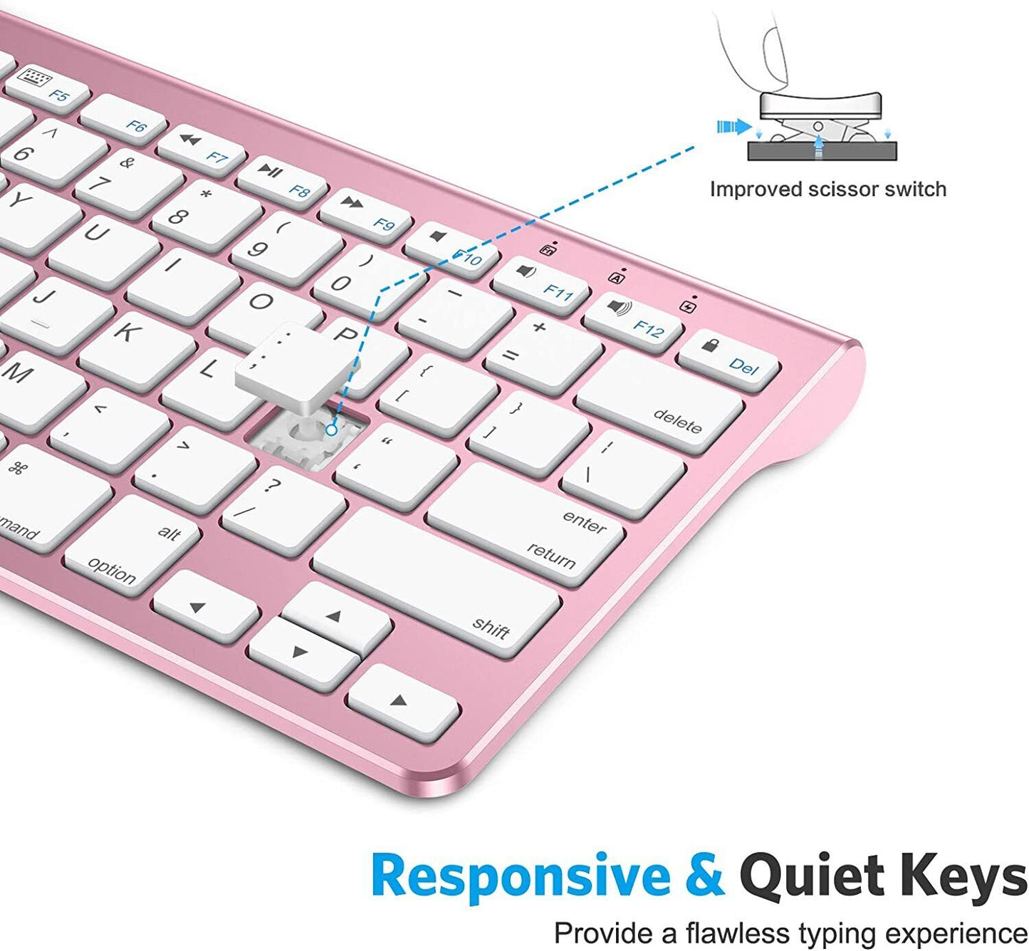 OMOTON Bluetooth Keyboard with Built-in Stand for New iPad 9 2021/iPad 8 2020-10.2, iPad Air 4-10.9, iPad Pro 11, iPad Air 3, iPad Pro 10.5, iPad Mini 6, iPhone 13, Silver - Black - Rose Gold