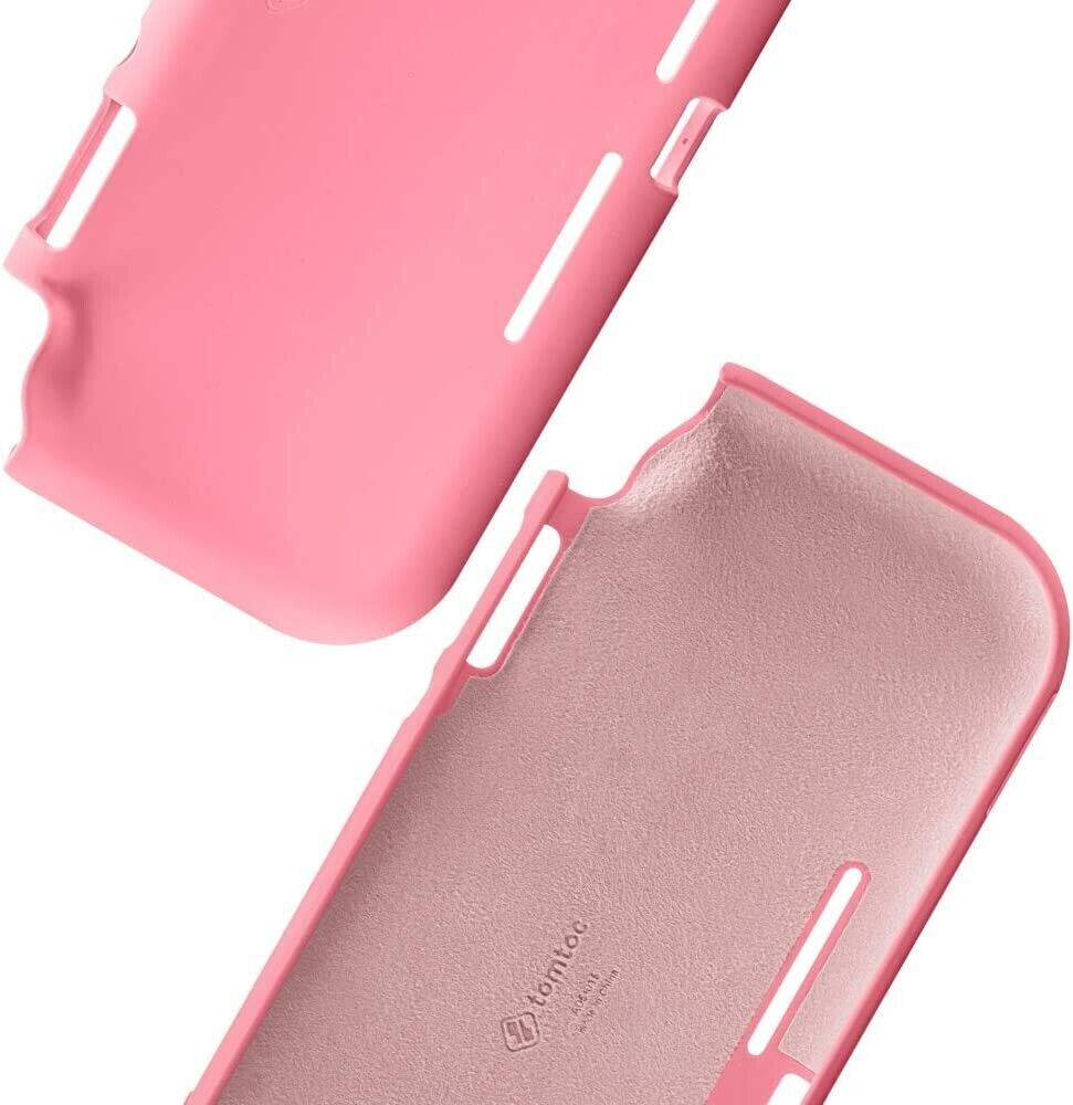 tomtoc Protective Case for Nintendo Switch Lite with [2PCS] Screen Protector, Premium Liquid Silicone Back Cover, Shockproof and Anti-Scratch Hard Shell for Switch Lite Console 2019, Coral Pink