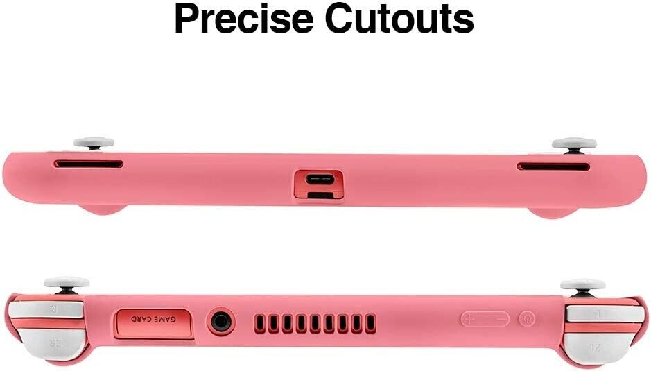 tomtoc Protective Case for Nintendo Switch Lite with [2PCS] Screen Protector, Premium Liquid Silicone Back Cover, Shockproof and Anti-Scratch Hard Shell for Switch Lite Console 2019, Coral Pink