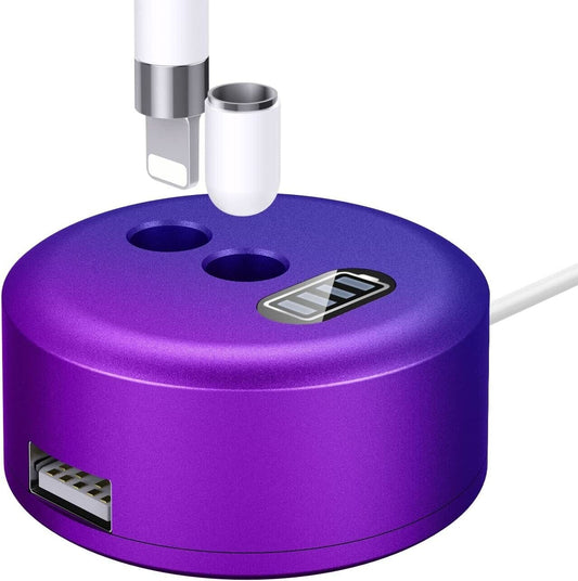 MoKo Aluminium Alloy Charging Stand Compatible with Apple Pencil Charger 1st Generation, iPad Pencil Charger Charging Station Stand, Apple Pen Charger Holder with LED Screen USB Port, Gradient Purple