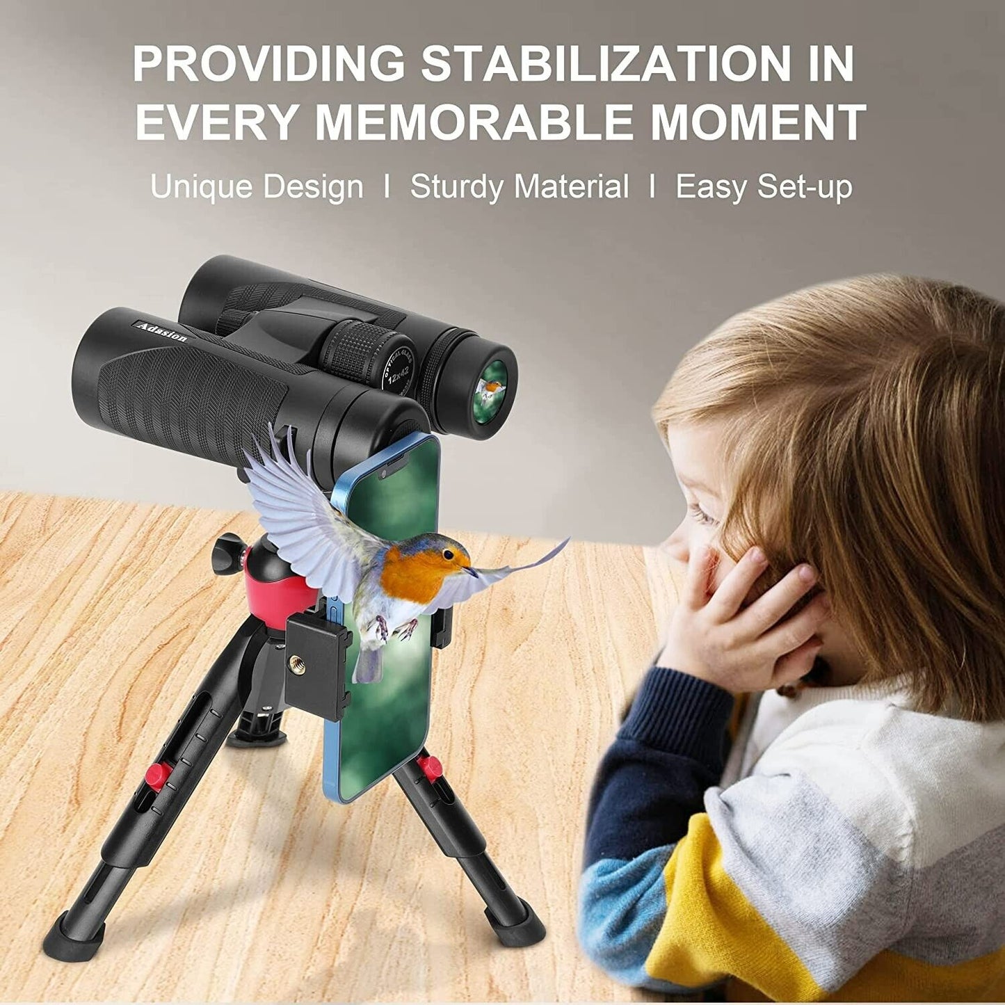 Binoculars 12x42 High-Definition for Adults with Phone Adapter and Tripod- Super Bright Binoculars with Large View- Lightweight Waterproof Binoculars