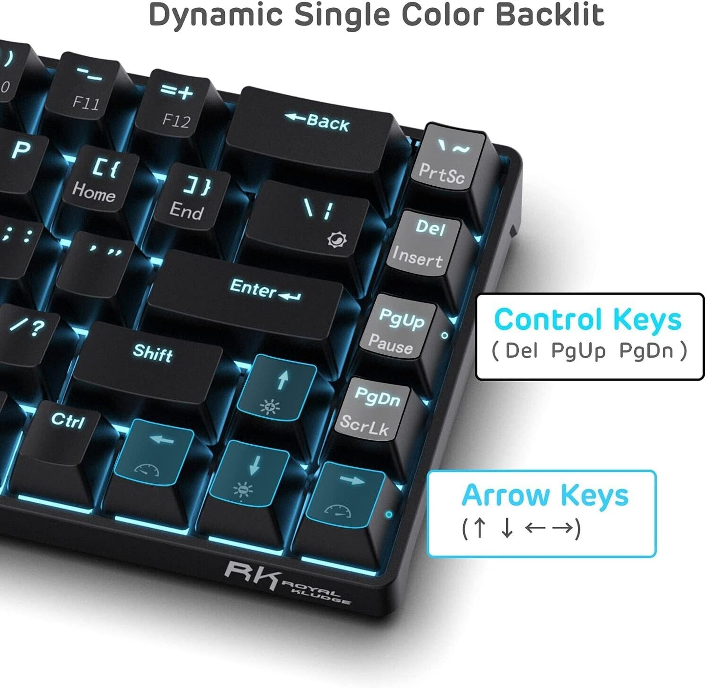 RK ROYAL KLUDGE RK68 Hot-Swappable 65% Wireless Mechanical Keyboard, 60% 68 Keys Gaming with Stand-Alone Arrow/Control Keys