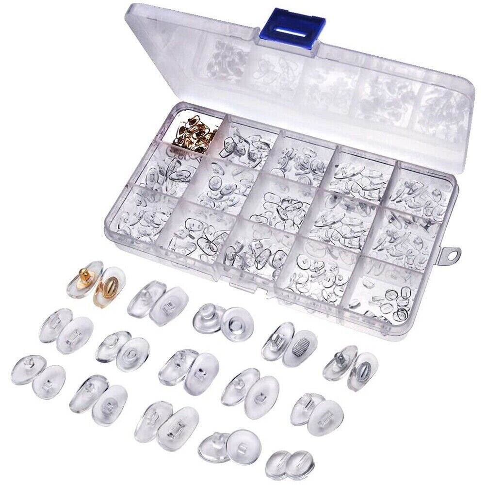 Sumind Eyeglass Repair Kit 150 Pairs Eyewear Nose Pads Set and 1000 Pieces Screws Nut Washer with Tweezers Screwdriver and Cleaning Cloth