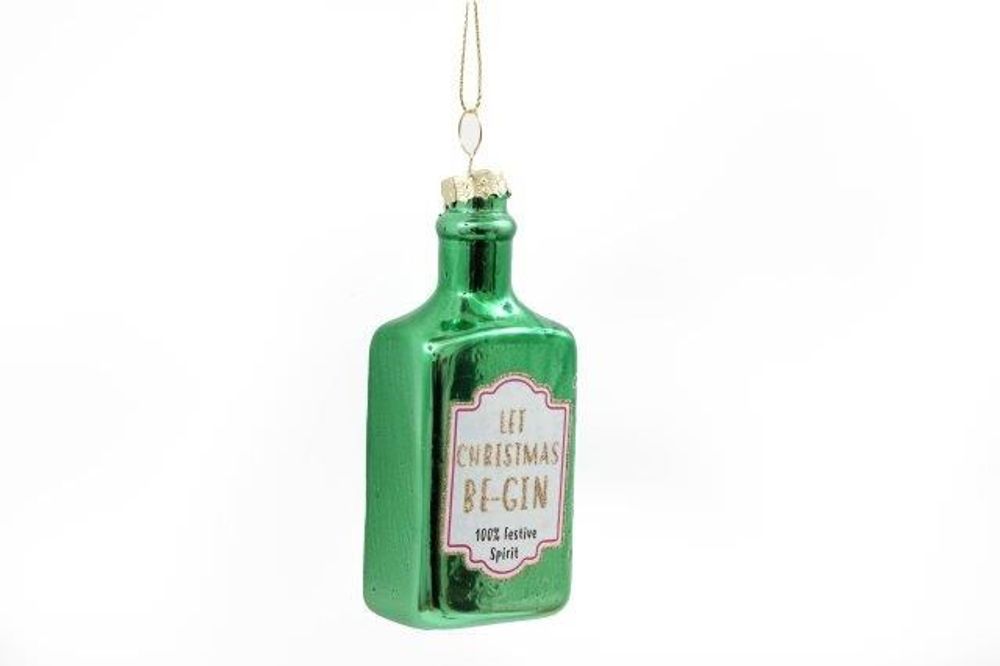 11cm Gin Bottle Glass Bauble