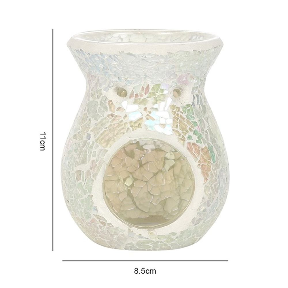 Small White Iridescent Crackle Oil Burner