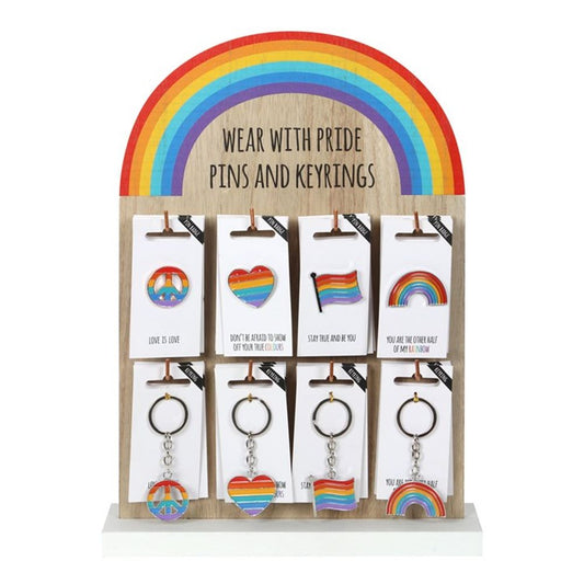 Pride Rainbow Pin and Keyring Display
