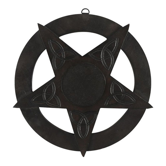 12 Inch Black Wood Pentagram