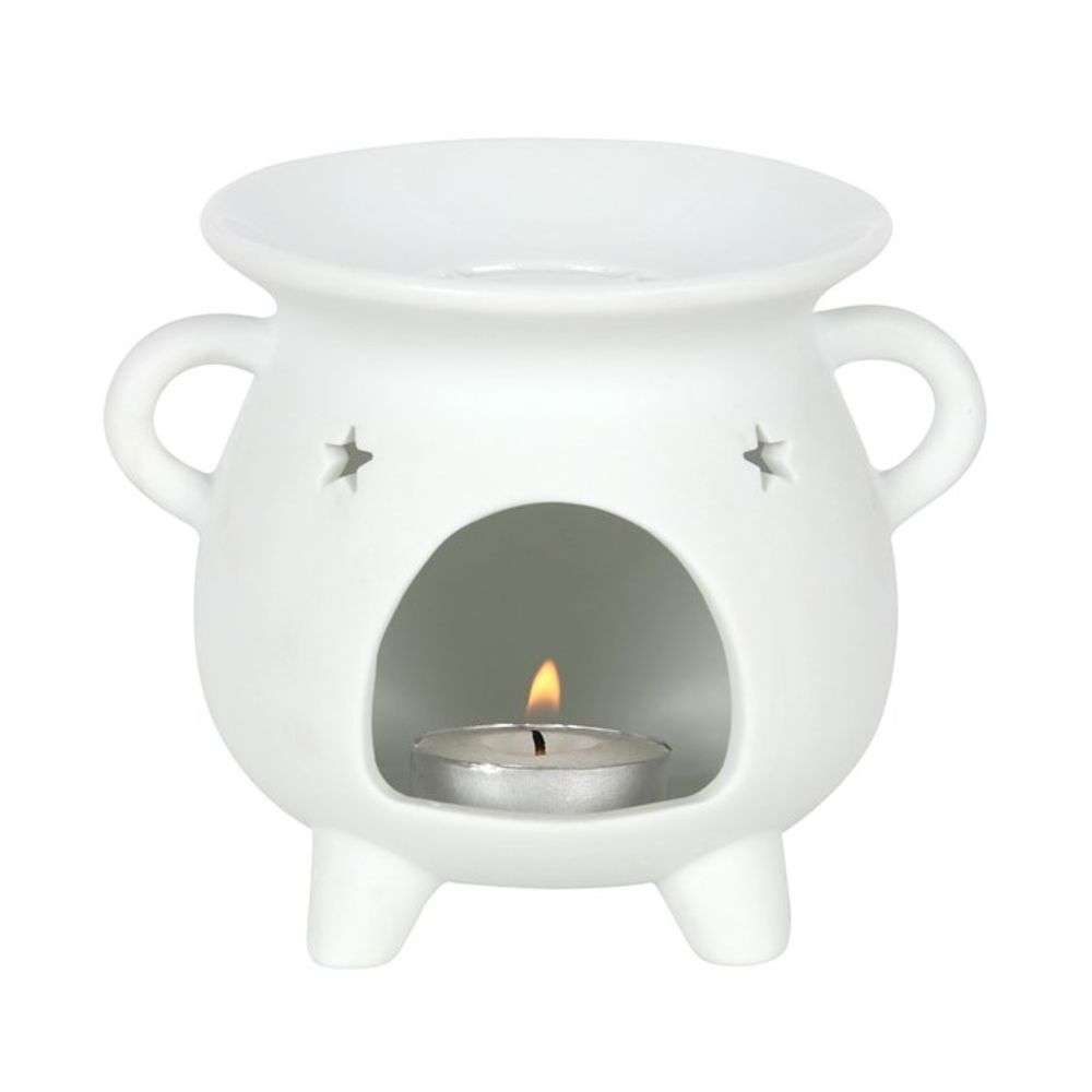 White Triple Moon Cauldron Oil Burner