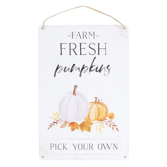 Farm Fresh Pumpkins Metal Hanging Sign