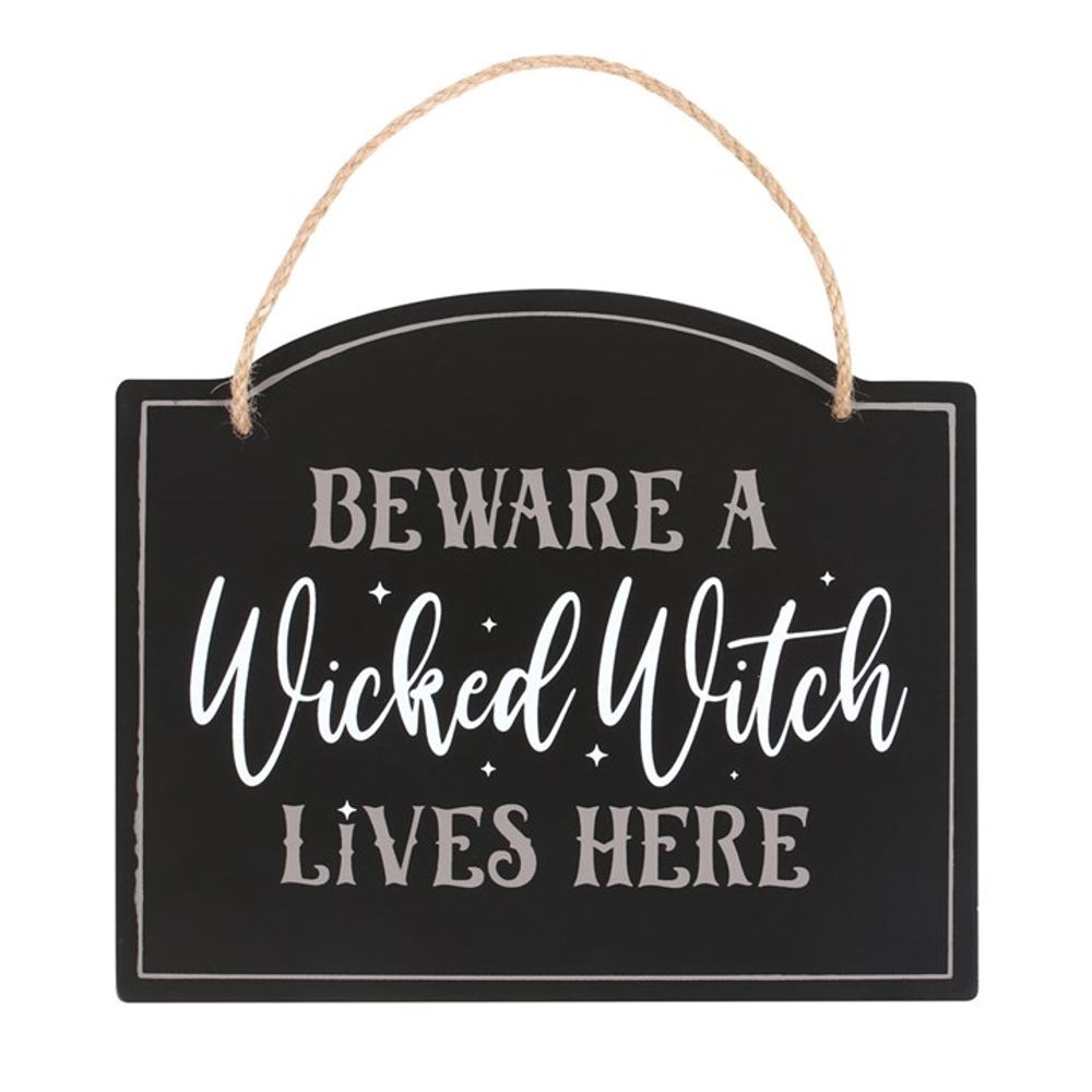 Beware A Wicked Witch Lives Here Hanging Sign